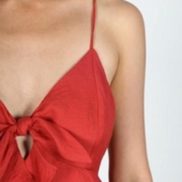 Essue Ruffle Midi Dress Size Small Red/Orange NWOT - Picture 3 of 12